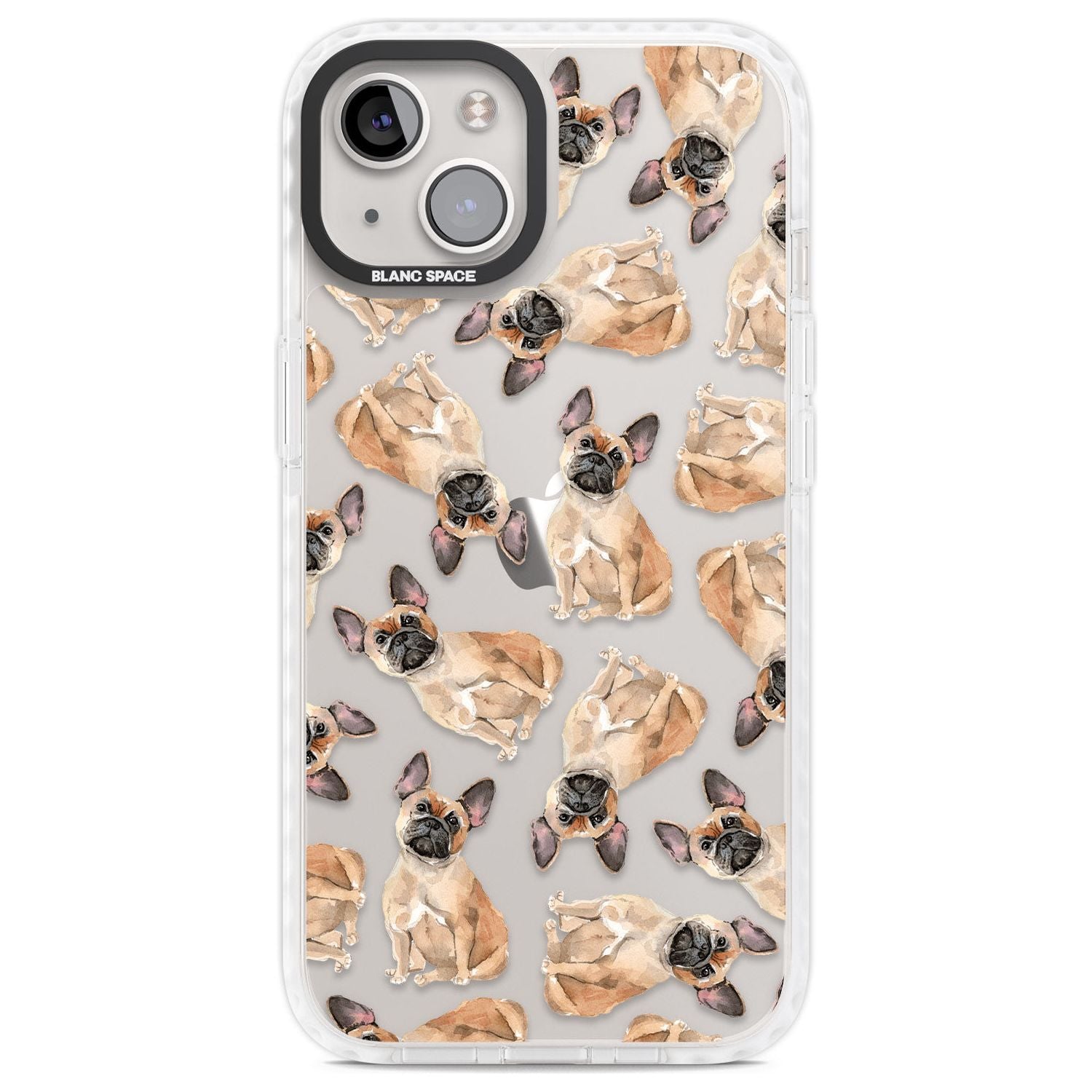 French Bulldog Watercolour Dog Pattern Phone Case iPhone 13 / Impact Case,iPhone 14 / Impact Case,iPhone 15 Plus / Impact Case,iPhone 15 / Impact Case Blanc Space