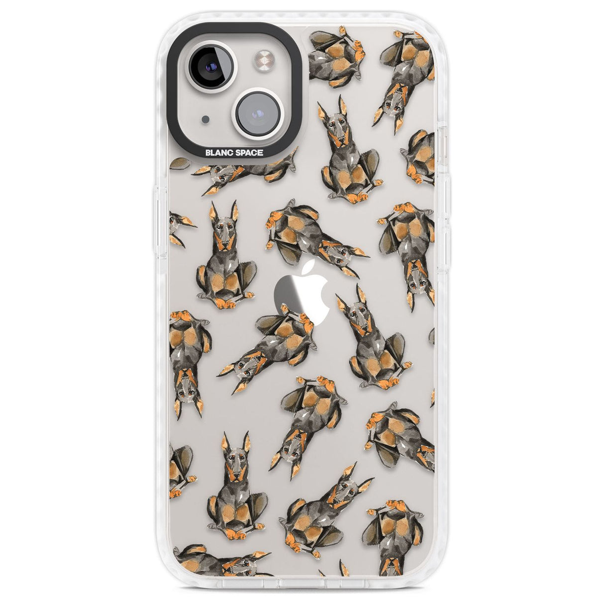 Doberman Watercolour Dog Pattern Phone Case iPhone 13 / Impact Case,iPhone 14 / Impact Case,iPhone 15 Plus / Impact Case,iPhone 15 / Impact Case Blanc Space