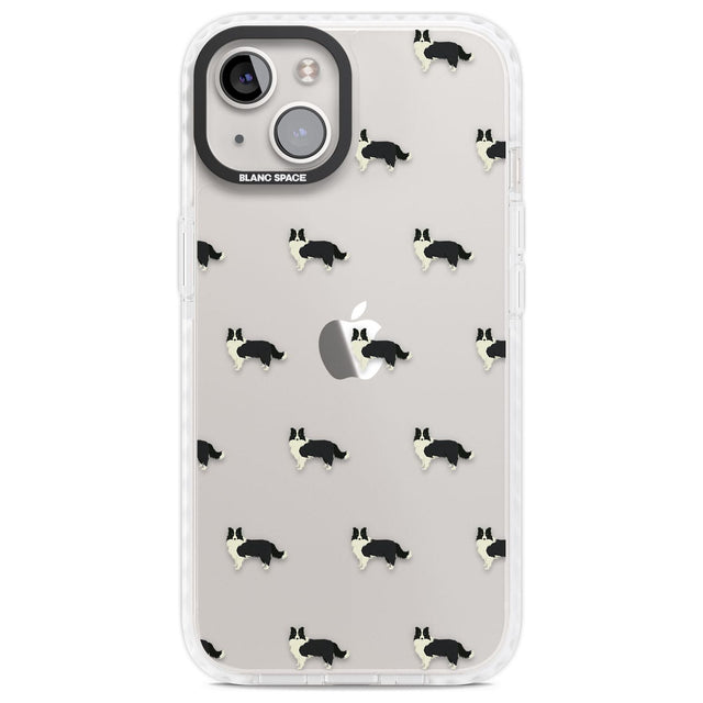 Border Collie Dog Pattern Clear Phone Case iPhone 13 / Impact Case,iPhone 14 / Impact Case,iPhone 15 Plus / Impact Case,iPhone 15 / Impact Case Blanc Space