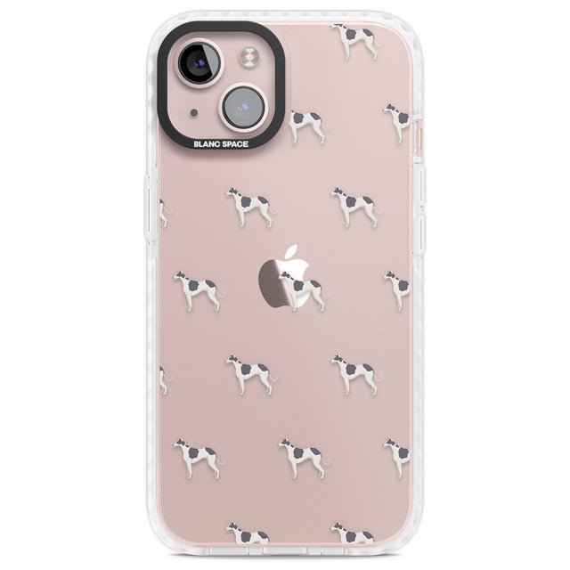 Greyhound Dog Pattern Clear Phone Case iPhone 13 / Impact Case,iPhone 14 / Impact Case,iPhone 15 Plus / Impact Case,iPhone 15 / Impact Case Blanc Space