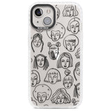 Girl Portrait Doodles Phone Case iPhone 13 / Impact Case,iPhone 14 / Impact Case,iPhone 15 Plus / Impact Case,iPhone 15 / Impact Case Blanc Space