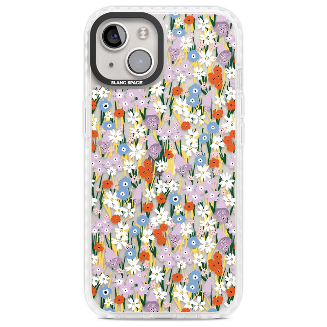 Energetic Floral Mix: Transparent Phone Case iPhone 13 / Impact Case,iPhone 14 / Impact Case,iPhone 15 Plus / Impact Case,iPhone 15 / Impact Case Blanc Space