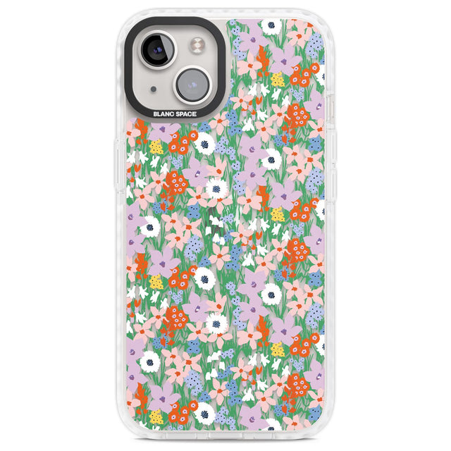 Jazzy Floral Mix: Transparent Phone Case iPhone 13 / Impact Case,iPhone 14 / Impact Case,iPhone 15 Plus / Impact Case,iPhone 15 / Impact Case Blanc Space