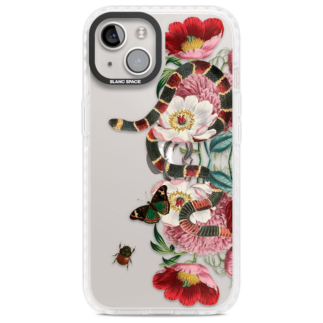 Floral Snake Phone Case iPhone 13 / Impact Case,iPhone 14 / Impact Case,iPhone 15 Plus / Impact Case,iPhone 15 / Impact Case Blanc Space
