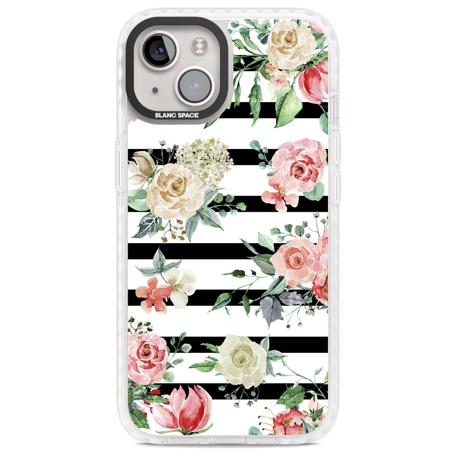 Bold Stripes & Flower Pattern Phone Case iPhone 13 / Impact Case,iPhone 14 / Impact Case,iPhone 15 Plus / Impact Case,iPhone 15 / Impact Case Blanc Space