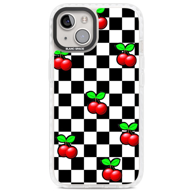 Checkered Cherry Phone Case iPhone 13 / Impact Case,iPhone 14 / Impact Case,iPhone 15 Plus / Impact Case,iPhone 15 / Impact Case Blanc Space