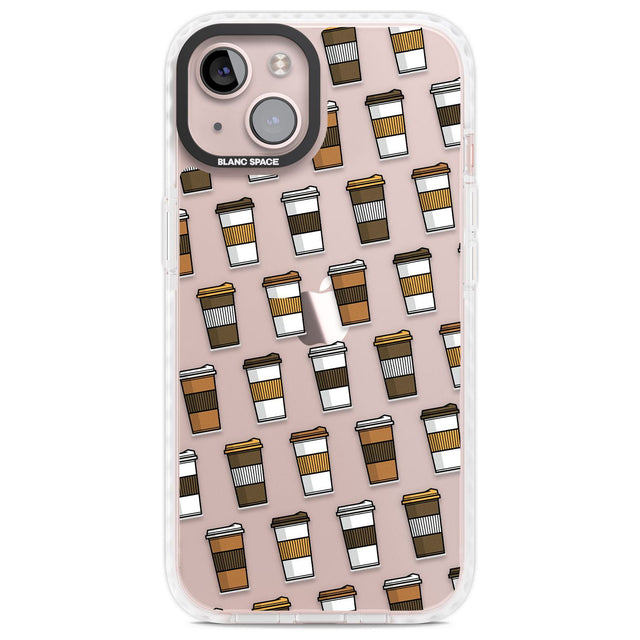 Coffee Cup Pattern Phone Case iPhone 13 / Impact Case,iPhone 14 / Impact Case,iPhone 15 Plus / Impact Case,iPhone 15 / Impact Case Blanc Space