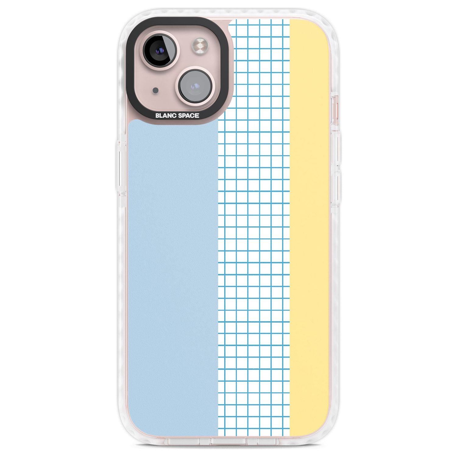 Abstract Grid Blue & Yellow Phone Case iPhone 13 / Impact Case,iPhone 14 / Impact Case,iPhone 15 Plus / Impact Case,iPhone 15 / Impact Case Blanc Space
