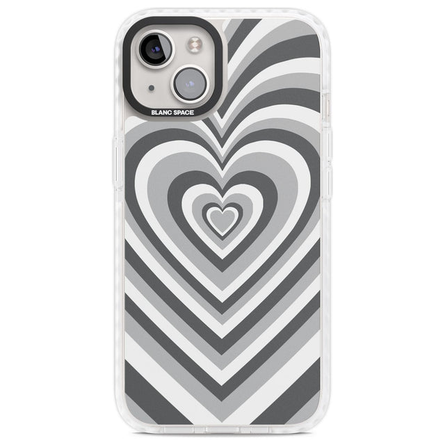 Monochrome Heart Illusion Phone Case iPhone 13 / Impact Case,iPhone 14 / Impact Case,iPhone 15 Plus / Impact Case,iPhone 15 / Impact Case Blanc Space