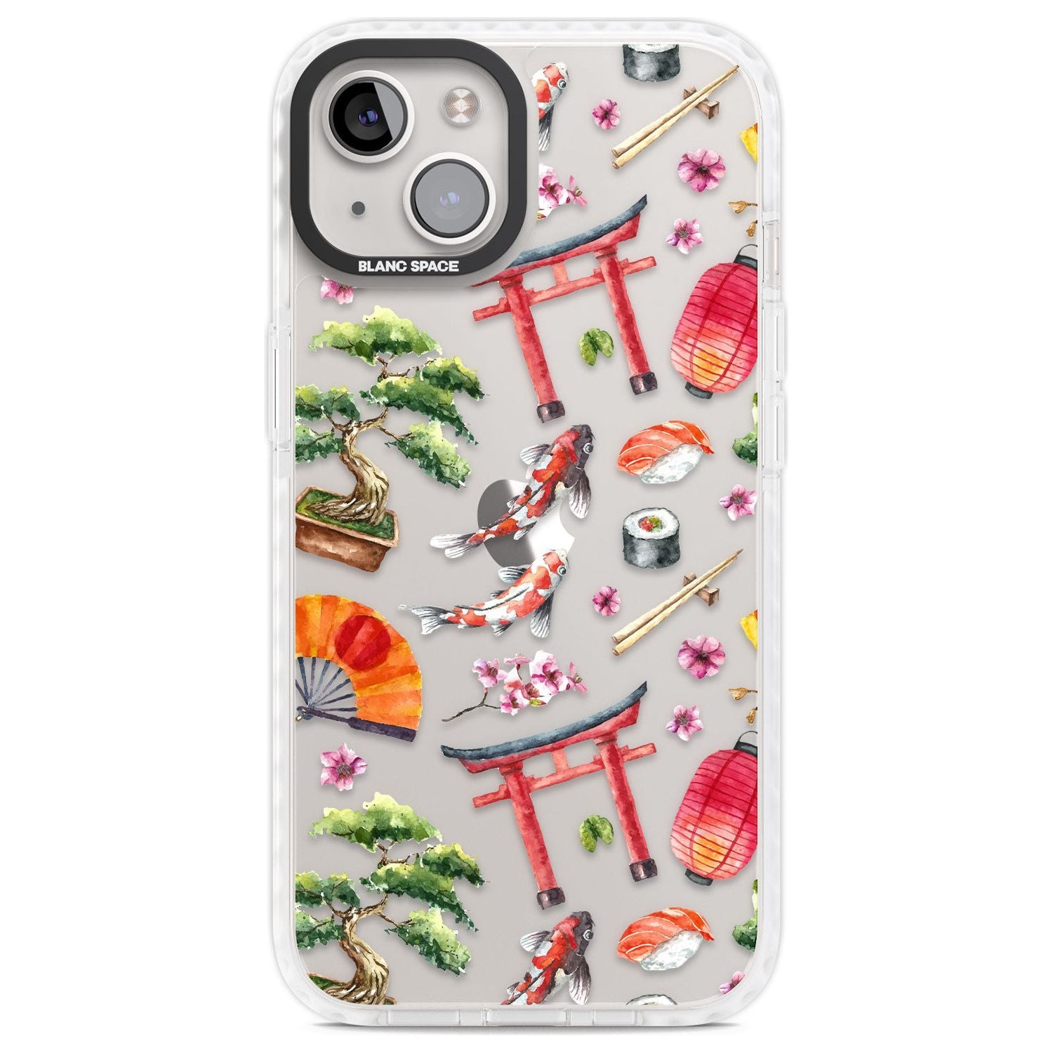 Mixed Japanese Watercolour Pattern Phone Case iPhone 13 / Impact Case,iPhone 14 / Impact Case,iPhone 15 Plus / Impact Case,iPhone 15 / Impact Case Blanc Space