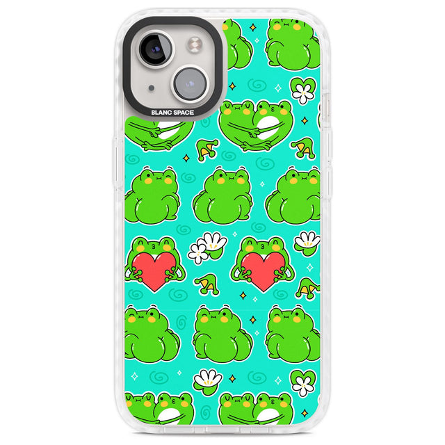 Frog Booty Kawaii Pattern Phone Case iPhone 13 / Impact Case,iPhone 14 / Impact Case,iPhone 15 Plus / Impact Case,iPhone 15 / Impact Case Blanc Space