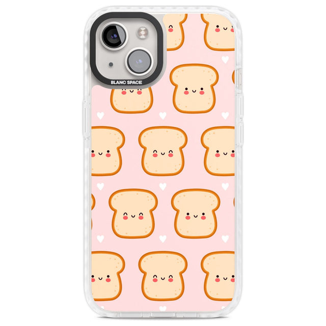 Bread Faces Kawaii Pattern Phone Case iPhone 13 / Impact Case,iPhone 14 / Impact Case,iPhone 15 Plus / Impact Case,iPhone 15 / Impact Case Blanc Space