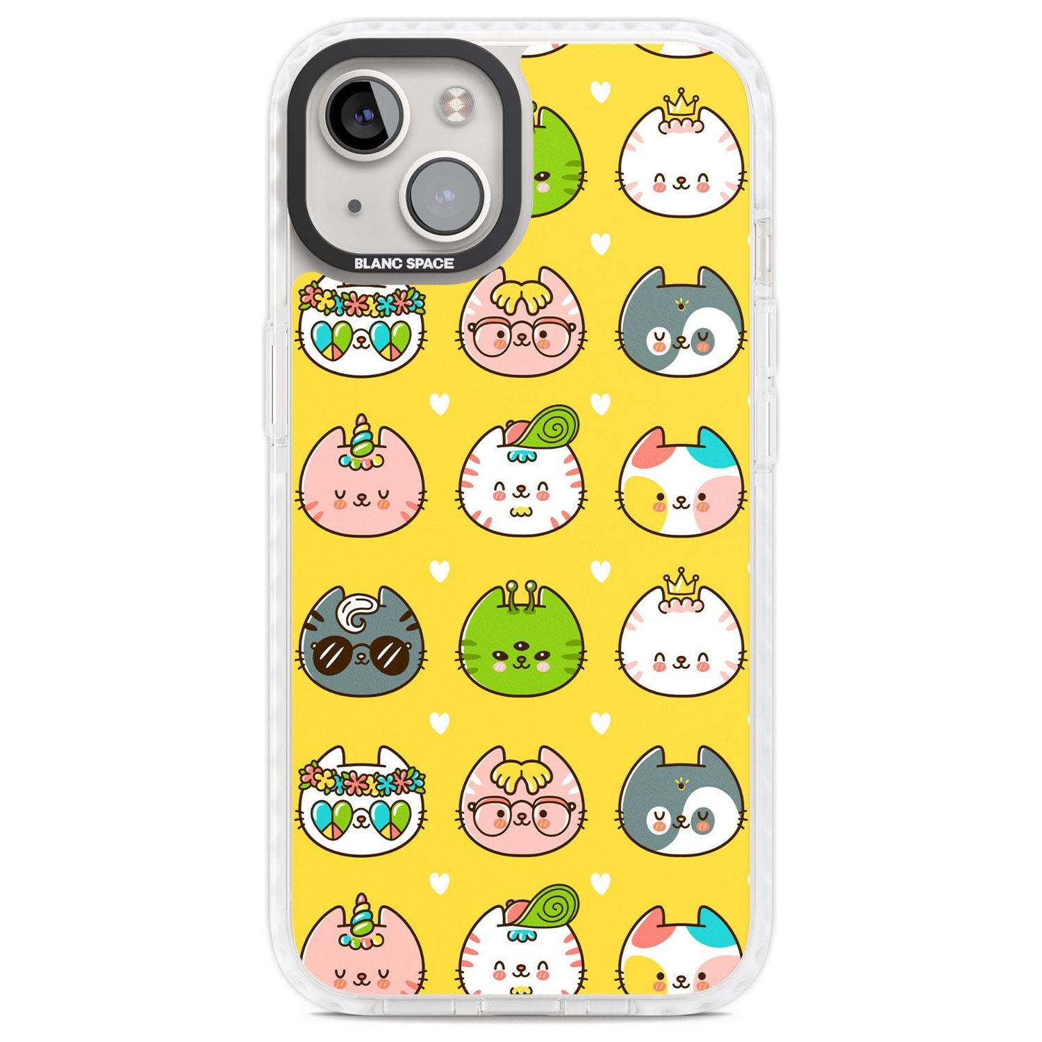 Mythical Cats Kawaii Pattern Phone Case iPhone 13 / Impact Case,iPhone 14 / Impact Case,iPhone 15 Plus / Impact Case,iPhone 15 / Impact Case Blanc Space