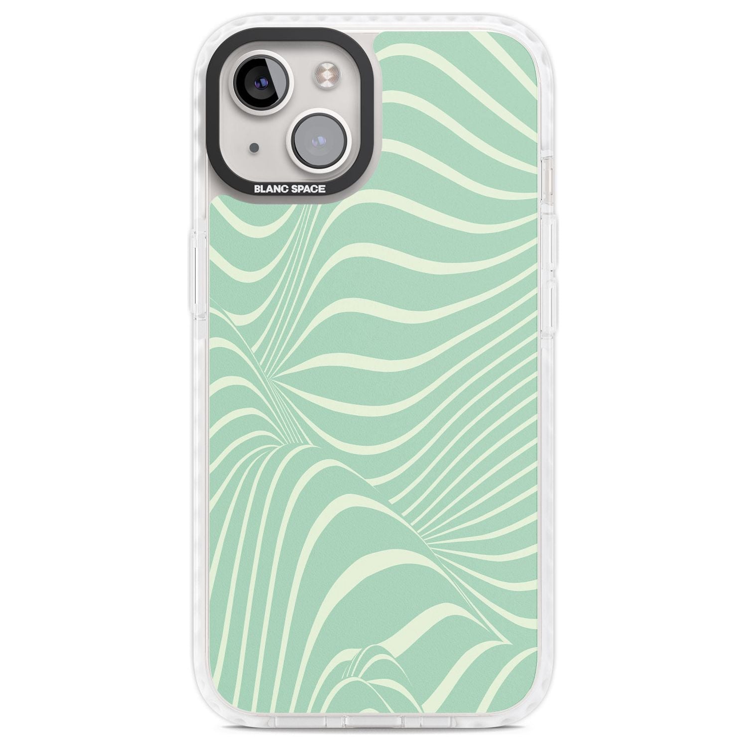 Mint Green Distorted Line Phone Case iPhone 13 / Impact Case,iPhone 14 / Impact Case,iPhone 15 / Impact Case,iPhone 15 Plus / Impact Case Blanc Space