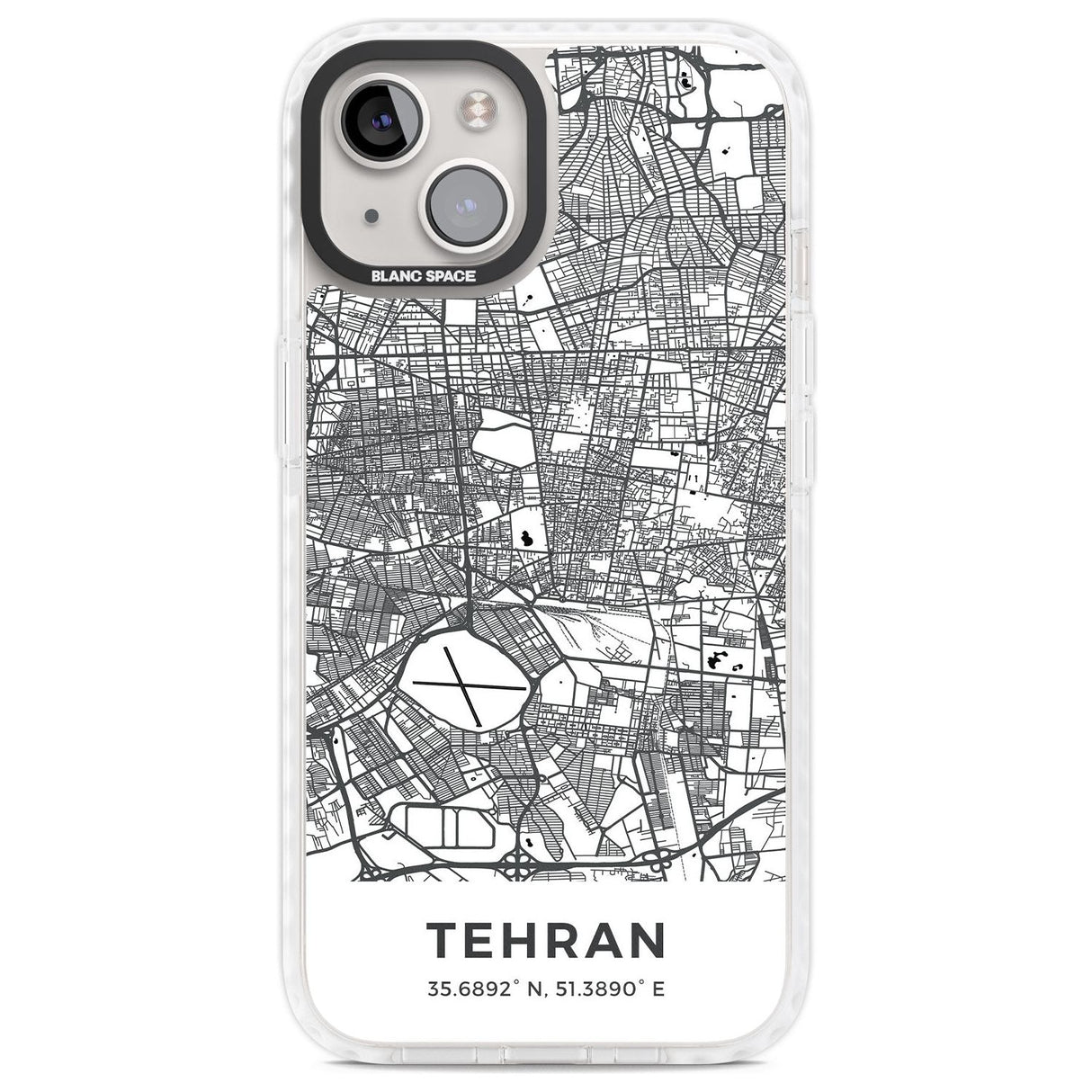 Map of Tehran, Iran Phone Case iPhone 13 / Impact Case,iPhone 14 / Impact Case,iPhone 15 / Impact Case,iPhone 15 Plus / Impact Case Blanc Space