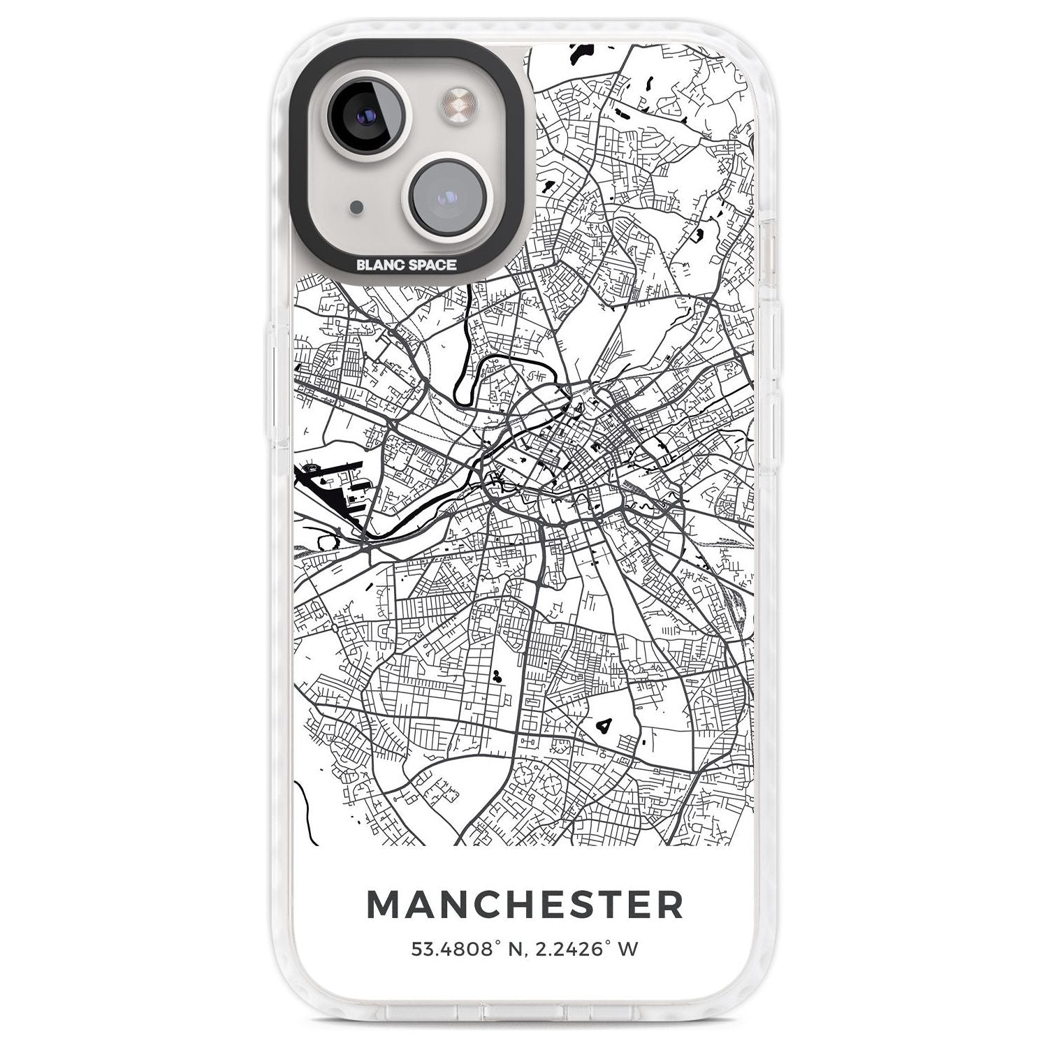 Map of Manchester, England Phone Case iPhone 13 / Impact Case,iPhone 14 / Impact Case,iPhone 15 Plus / Impact Case,iPhone 15 / Impact Case Blanc Space