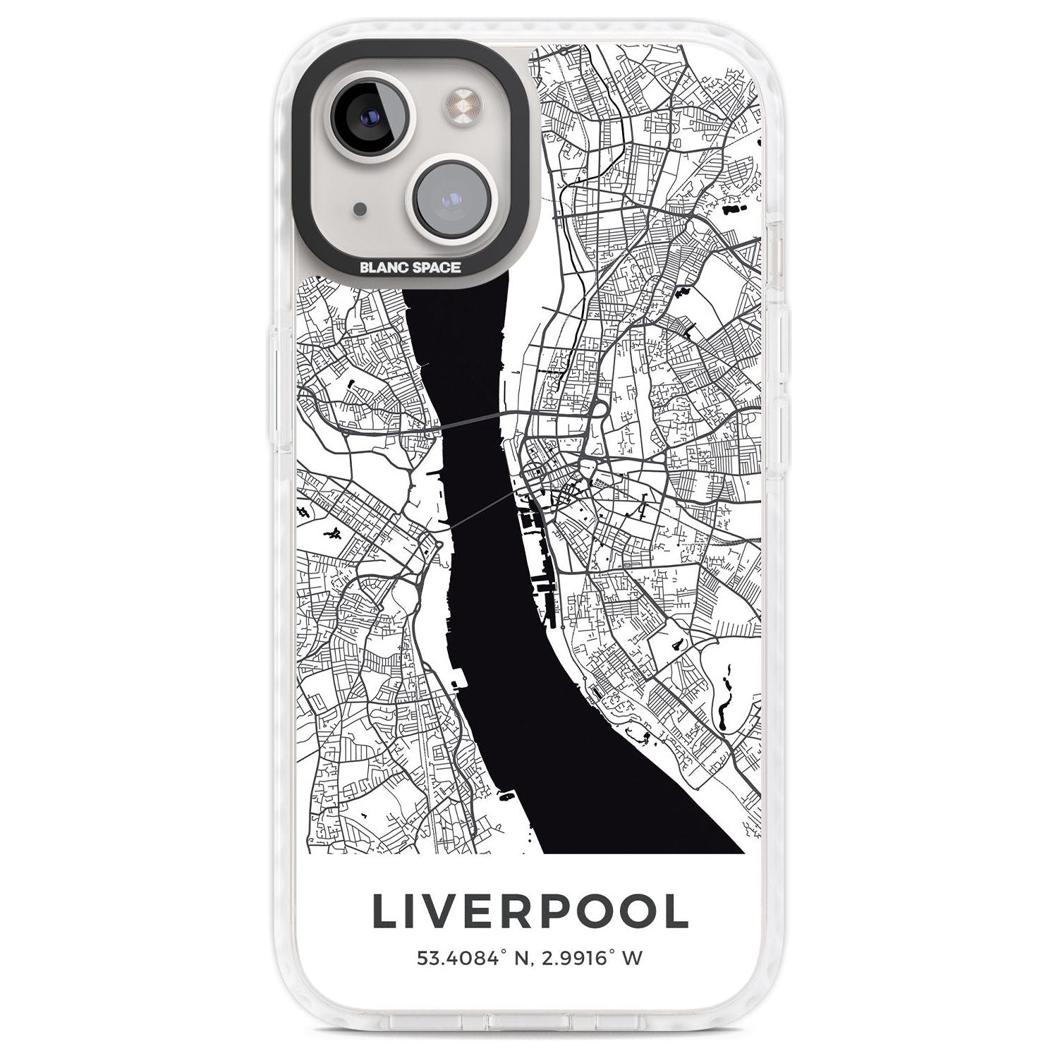 Map of Liverpool, England Phone Case iPhone 13 / Impact Case,iPhone 14 / Impact Case,iPhone 15 Plus / Impact Case,iPhone 15 / Impact Case Blanc Space
