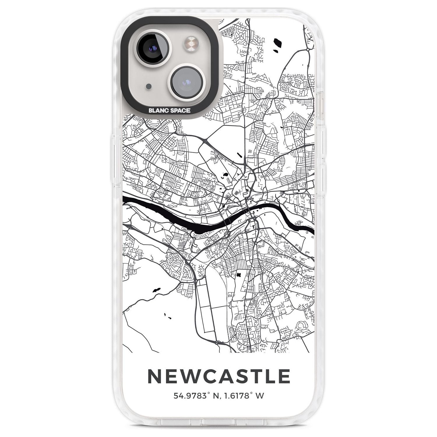 Map of Newcastle, England Phone Case iPhone 13 / Impact Case,iPhone 14 / Impact Case,iPhone 15 Plus / Impact Case,iPhone 15 / Impact Case Blanc Space