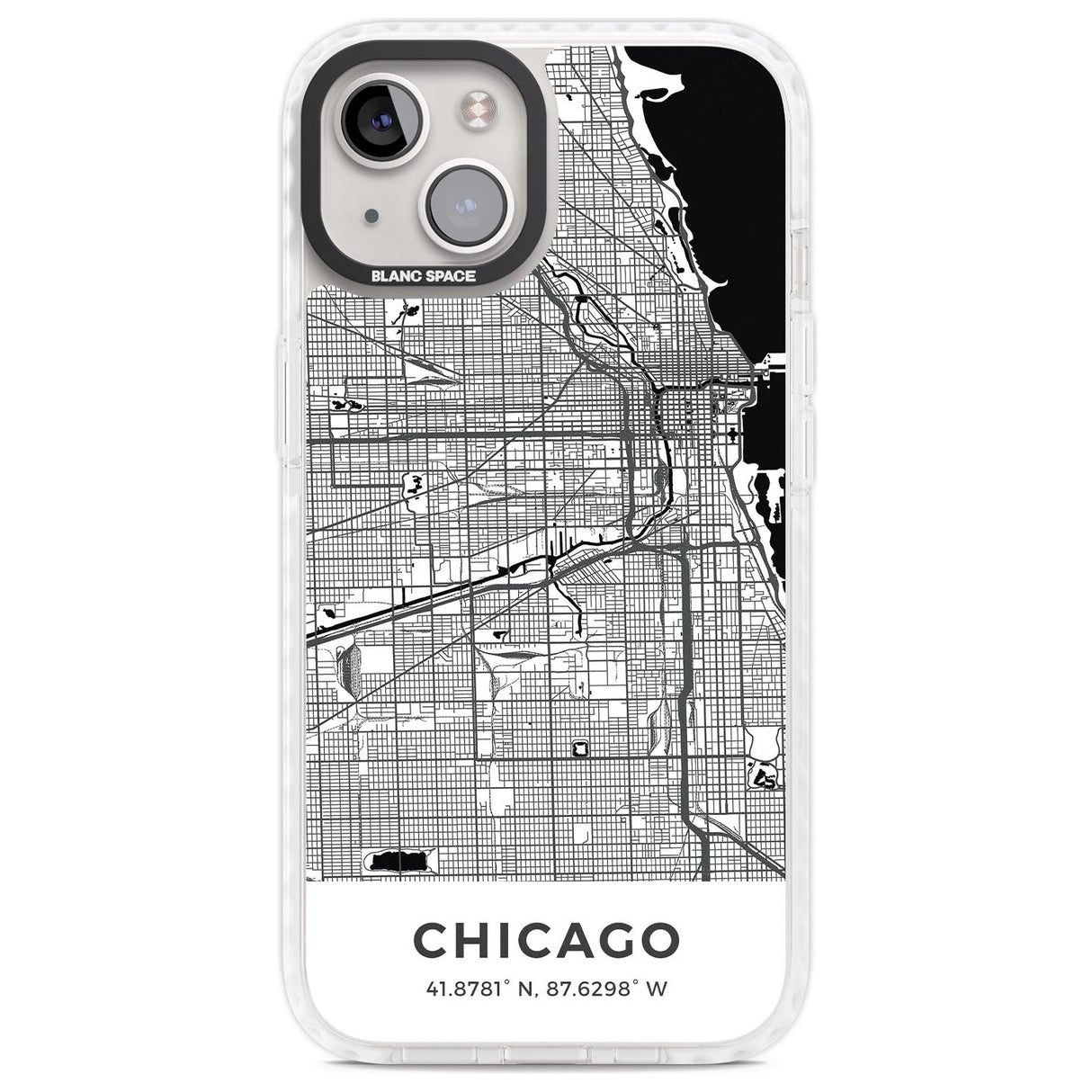 Map of Chicago, Illinois Phone Case iPhone 13 / Impact Case,iPhone 14 / Impact Case,iPhone 15 Plus / Impact Case,iPhone 15 / Impact Case Blanc Space