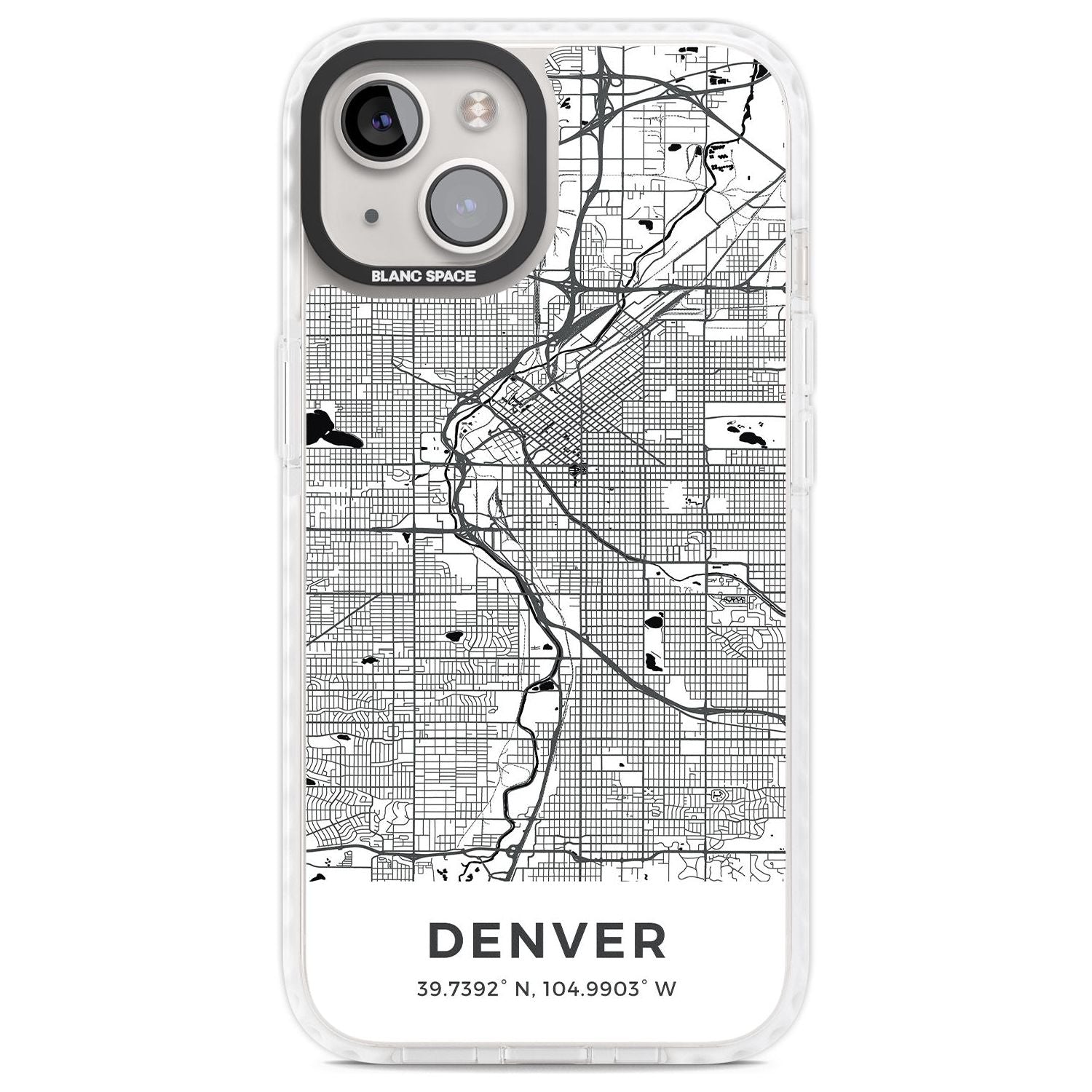 Map of Denver, Colorado Phone Case iPhone 13 / Impact Case,iPhone 14 / Impact Case,iPhone 15 Plus / Impact Case,iPhone 15 / Impact Case Blanc Space