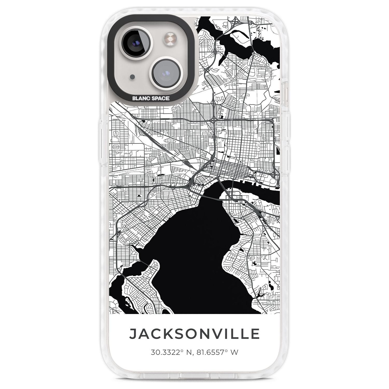 Map of Jacksonville, Florida Phone Case iPhone 13 / Impact Case,iPhone 14 / Impact Case,iPhone 15 Plus / Impact Case,iPhone 15 / Impact Case Blanc Space