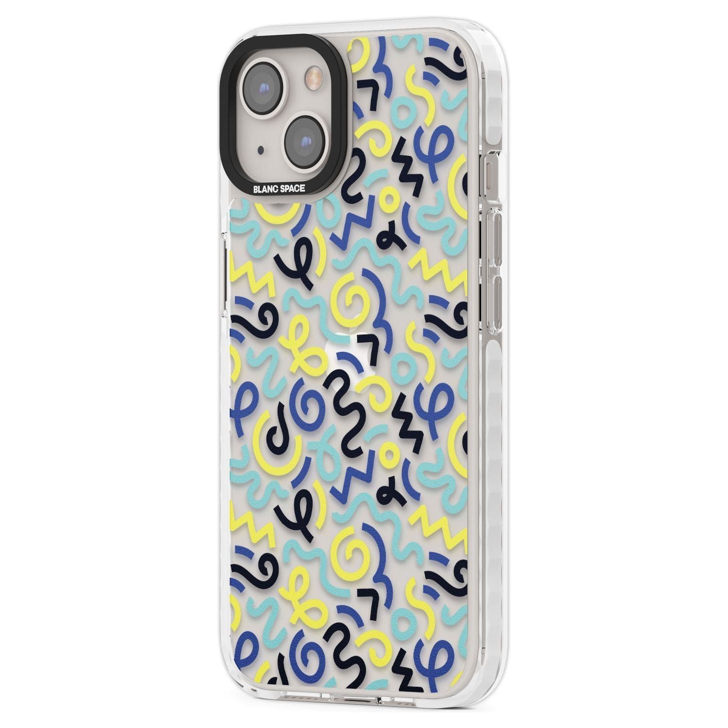 Blue & Yellow Shapes Memphis Retro Pattern Design