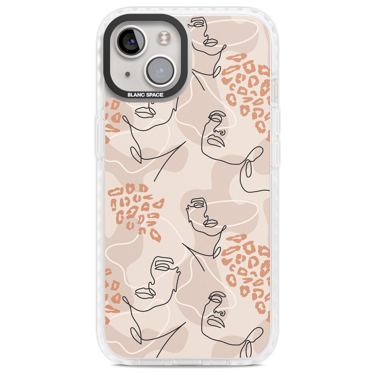 Leopard Print Stylish Abstract Faces Phone Case iPhone 13 / Impact Case,iPhone 14 / Impact Case,iPhone 15 Plus / Impact Case,iPhone 15 / Impact Case Blanc Space