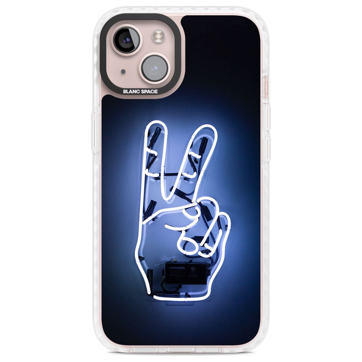 Peace Sign Hand Neon Sign Phone Case iPhone 13 / Impact Case,iPhone 14 / Impact Case,iPhone 15 Plus / Impact Case,iPhone 15 / Impact Case Blanc Space