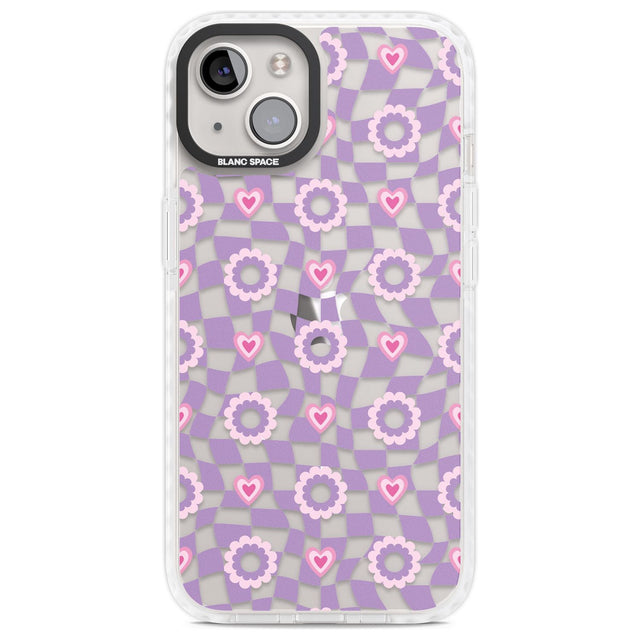 Checkered Love Pattern Phone Case iPhone 13 / Impact Case,iPhone 14 / Impact Case,iPhone 15 Plus / Impact Case,iPhone 15 / Impact Case Blanc Space