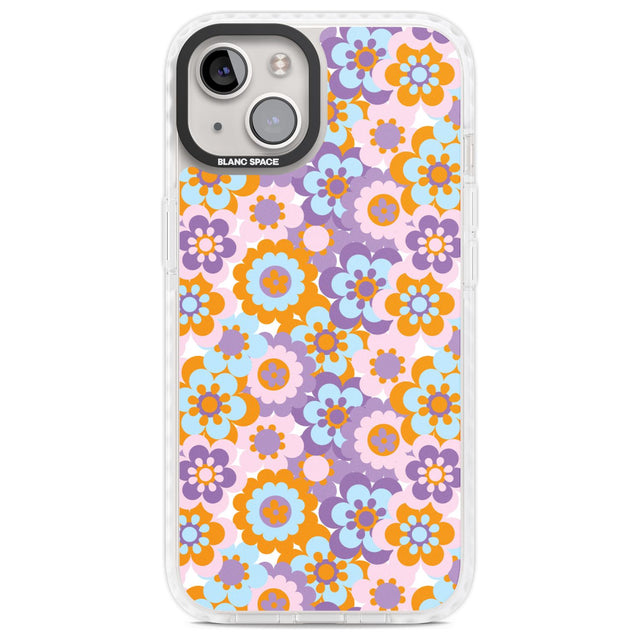 Flower Power Pattern Phone Case iPhone 13 / Impact Case,iPhone 14 / Impact Case,iPhone 15 Plus / Impact Case,iPhone 15 / Impact Case Blanc Space