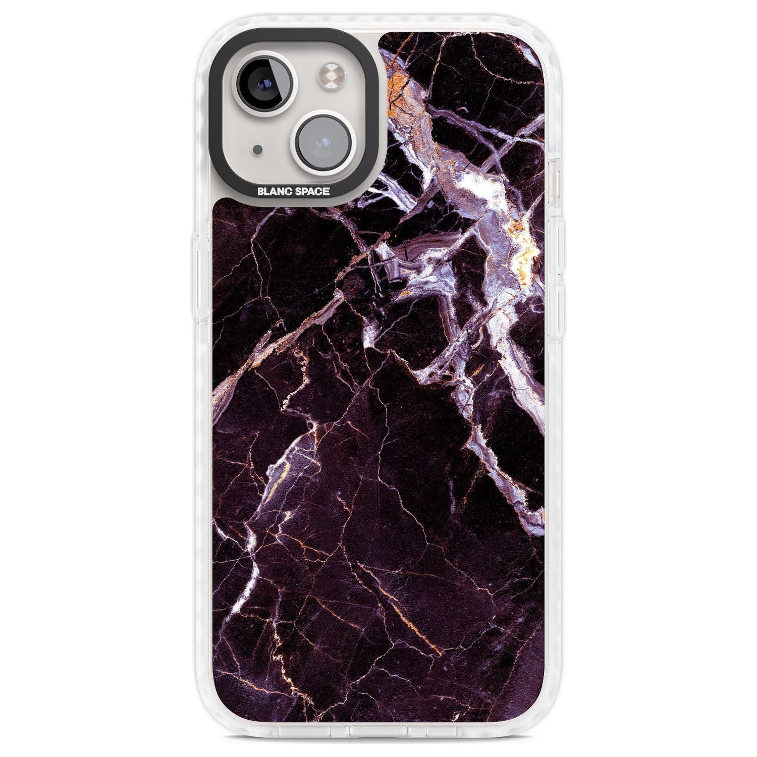 Black, Purple & Yellow shattered Marble Phone Case iPhone 13 / Impact Case,iPhone 14 / Impact Case,iPhone 15 Plus / Impact Case,iPhone 15 / Impact Case Blanc Space
