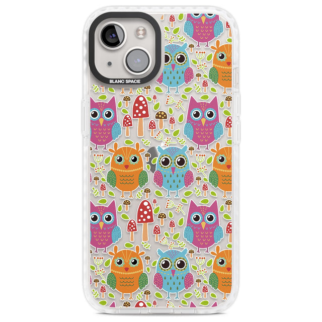 Forrest Owl Clear Pattern Phone Case iPhone 13 / Impact Case,iPhone 14 / Impact Case,iPhone 15 / Impact Case,iPhone 15 Plus / Impact Case Blanc Space
