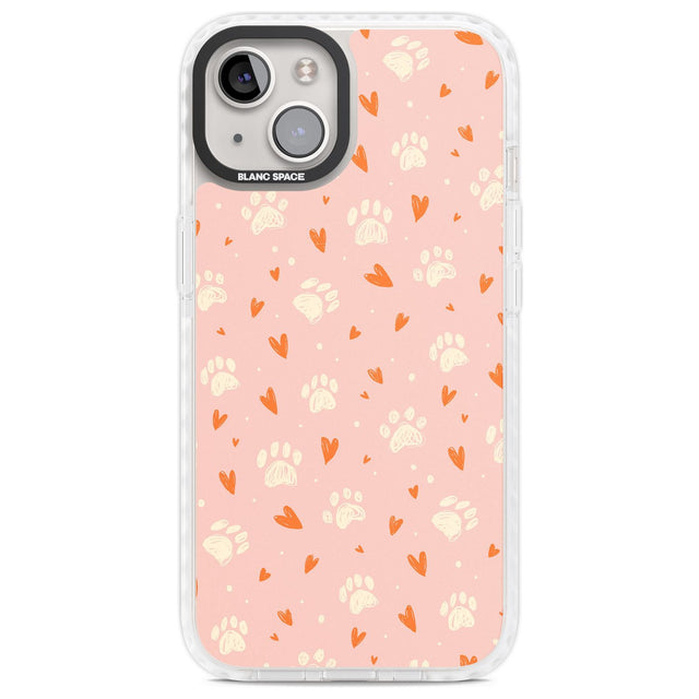 Paws & Hearts Pattern Phone Case iPhone 13 / Impact Case,iPhone 14 / Impact Case,iPhone 15 Plus / Impact Case,iPhone 15 / Impact Case Blanc Space