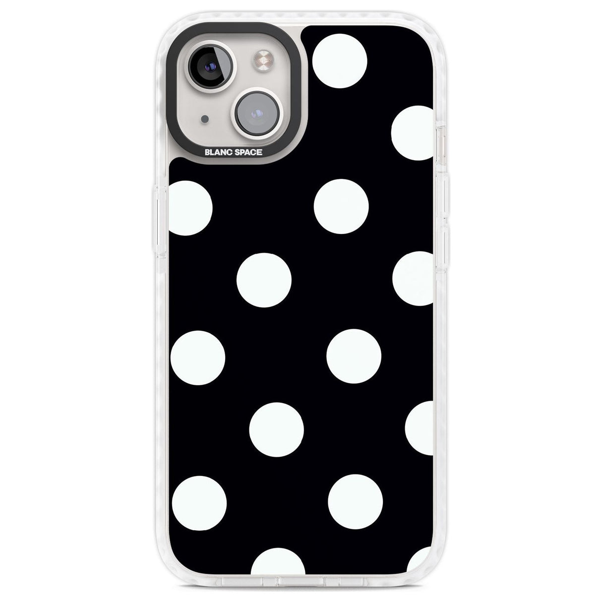 Chic Black Polka Dot Phone Case iPhone 13 / Impact Case,iPhone 14 / Impact Case,iPhone 15 / Impact Case,iPhone 15 Plus / Impact Case Blanc Space