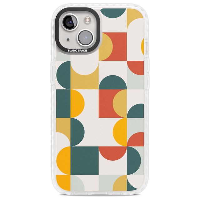 Abstract Retro Shapes: Muted Colour Mix Phone Case iPhone 13 / Impact Case,iPhone 14 / Impact Case,iPhone 15 Plus / Impact Case,iPhone 15 / Impact Case Blanc Space