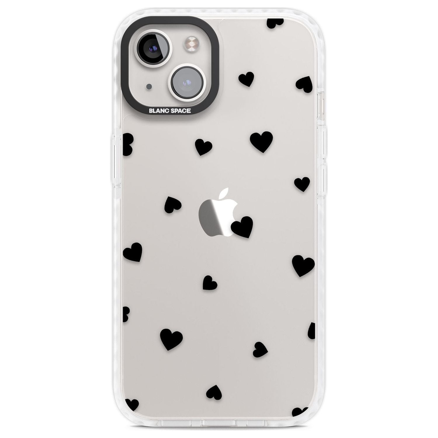 Black Hearts Pattern Phone Case iPhone 13 / Impact Case,iPhone 14 / Impact Case,iPhone 15 Plus / Impact Case,iPhone 15 / Impact Case Blanc Space
