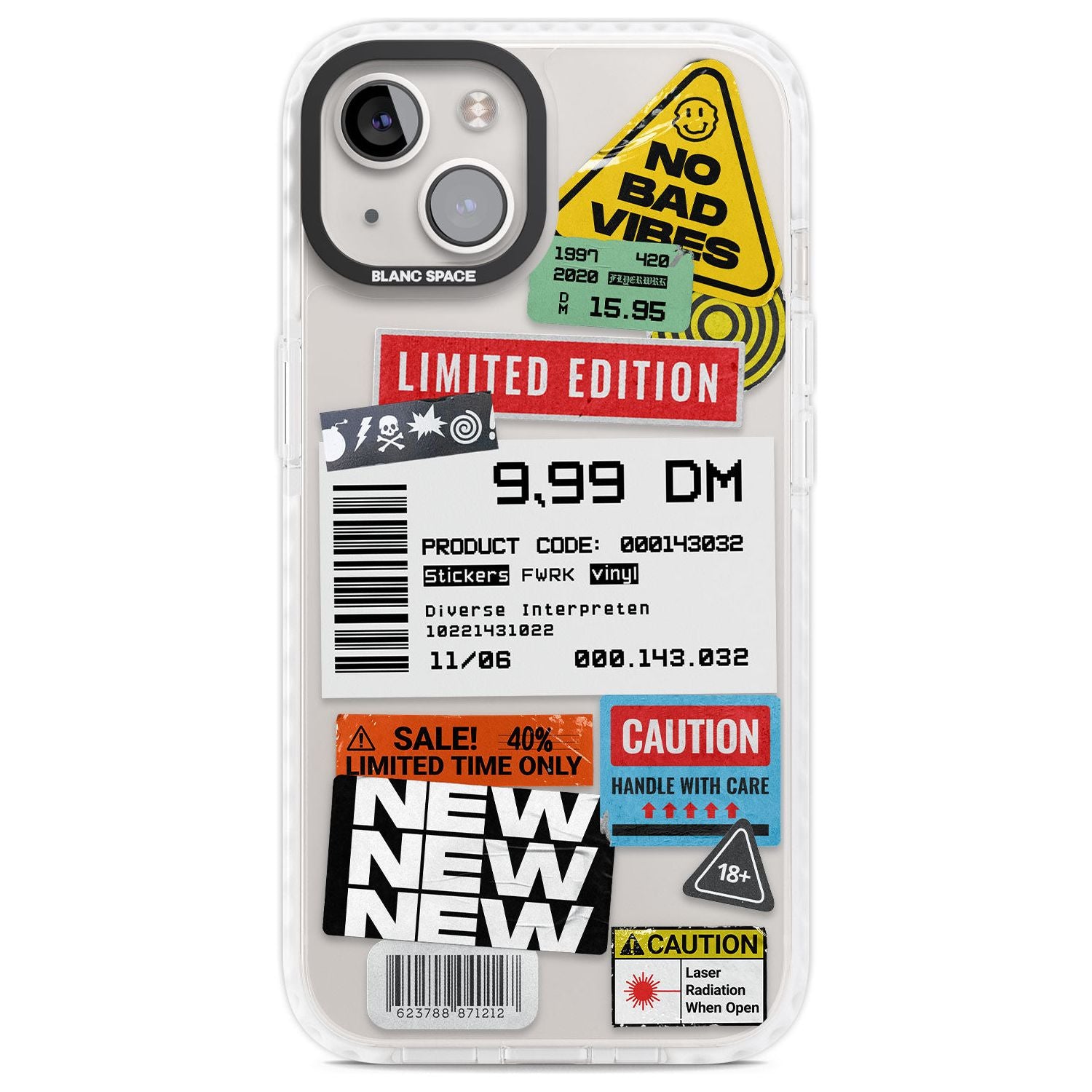 Barcode Sticker Mix Phone Case for iPhone 14