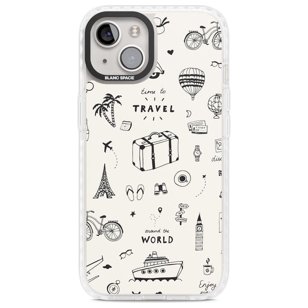 Cute Travel Pattern, White On