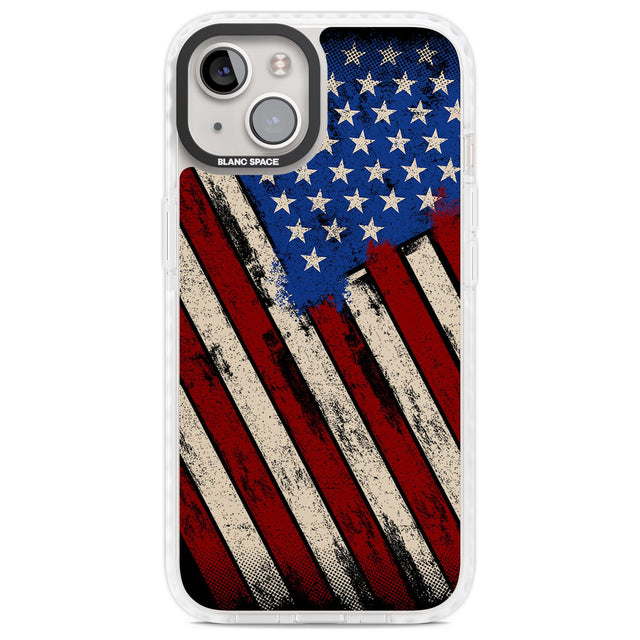 Distressed US Flag Phone Case iPhone 13 / Impact Case,iPhone 14 / Impact Case,iPhone 15 Plus / Impact Case,iPhone 15 / Impact Case Blanc Space