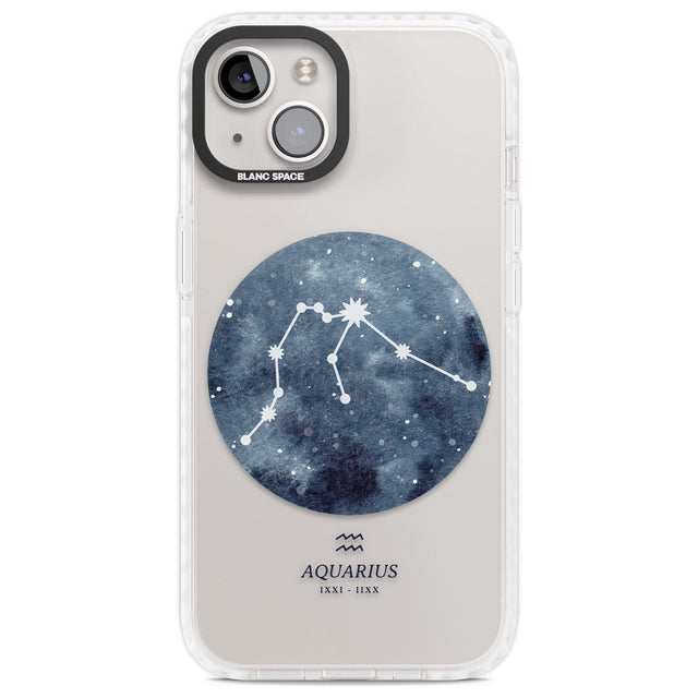 Aquarius Zodiac Transparent Design - Blue Phone Case iPhone 13 / Impact Case,iPhone 14 / Impact Case,iPhone 15 Plus / Impact Case,iPhone 15 / Impact Case Blanc Space