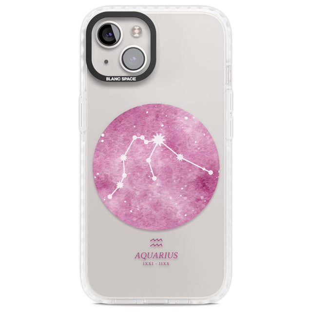 Aquarius Zodiac Transparent Design - Pink Phone Case iPhone 13 / Impact Case,iPhone 14 / Impact Case,iPhone 15 Plus / Impact Case,iPhone 15 / Impact Case Blanc Space
