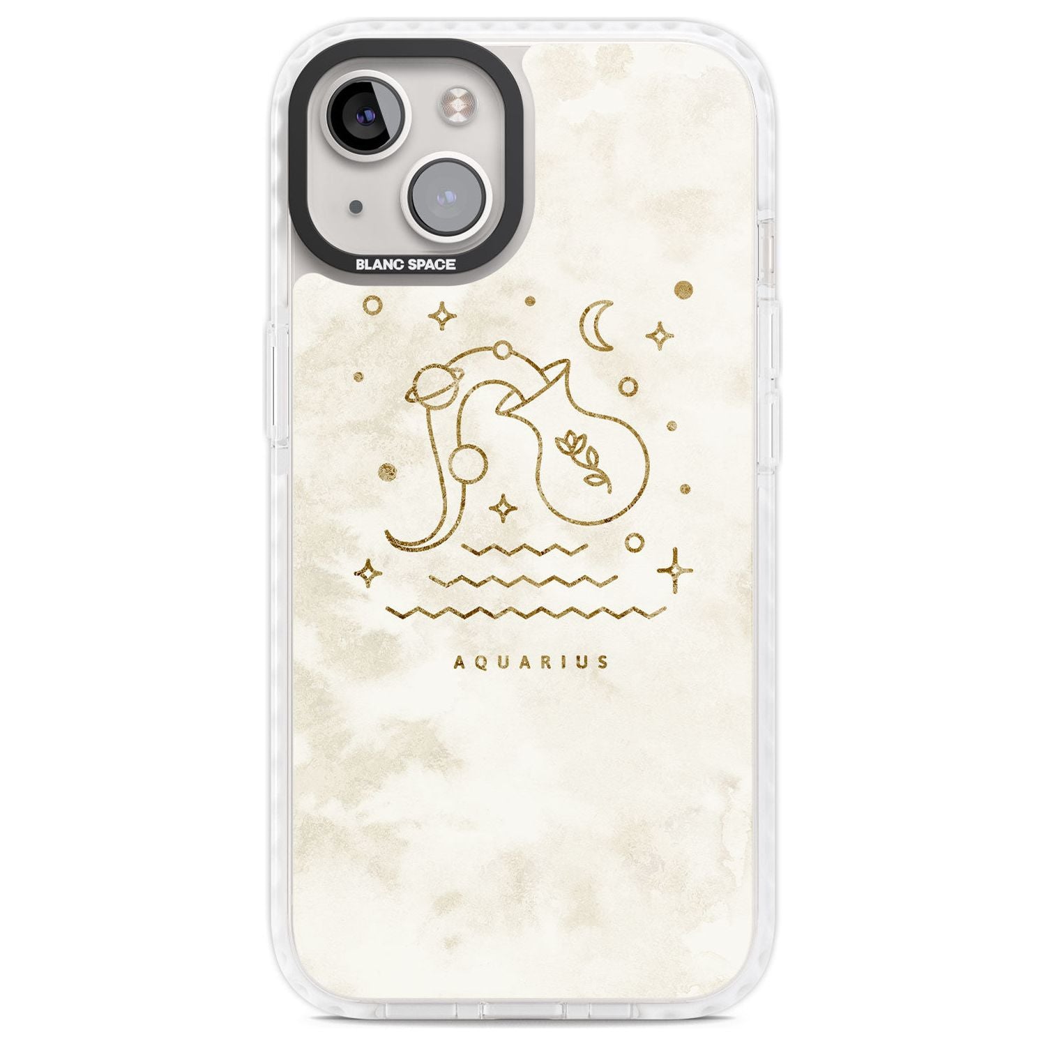 Aquarius Emblem - Solid Gold Marbled Design Phone Case iPhone 13 / Impact Case,iPhone 14 / Impact Case,iPhone 15 Plus / Impact Case,iPhone 15 / Impact Case Blanc Space