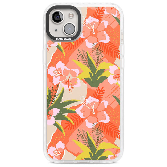 Hawaiian Flowers Abstract Pattern Phone Case iPhone 14 Plus / Impact Case Blanc Space