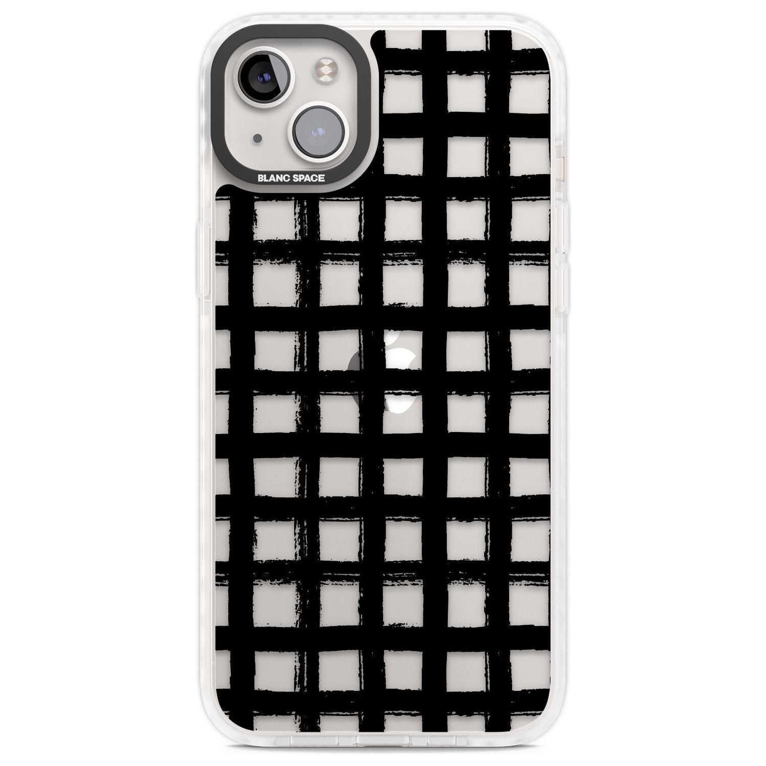 Messy Black Grid - Clear Phone Case iPhone 14 Plus / Impact Case Blanc Space