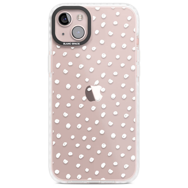 Messy White Dot Pattern Phone Case iPhone 14 Plus / Impact Case Blanc Space