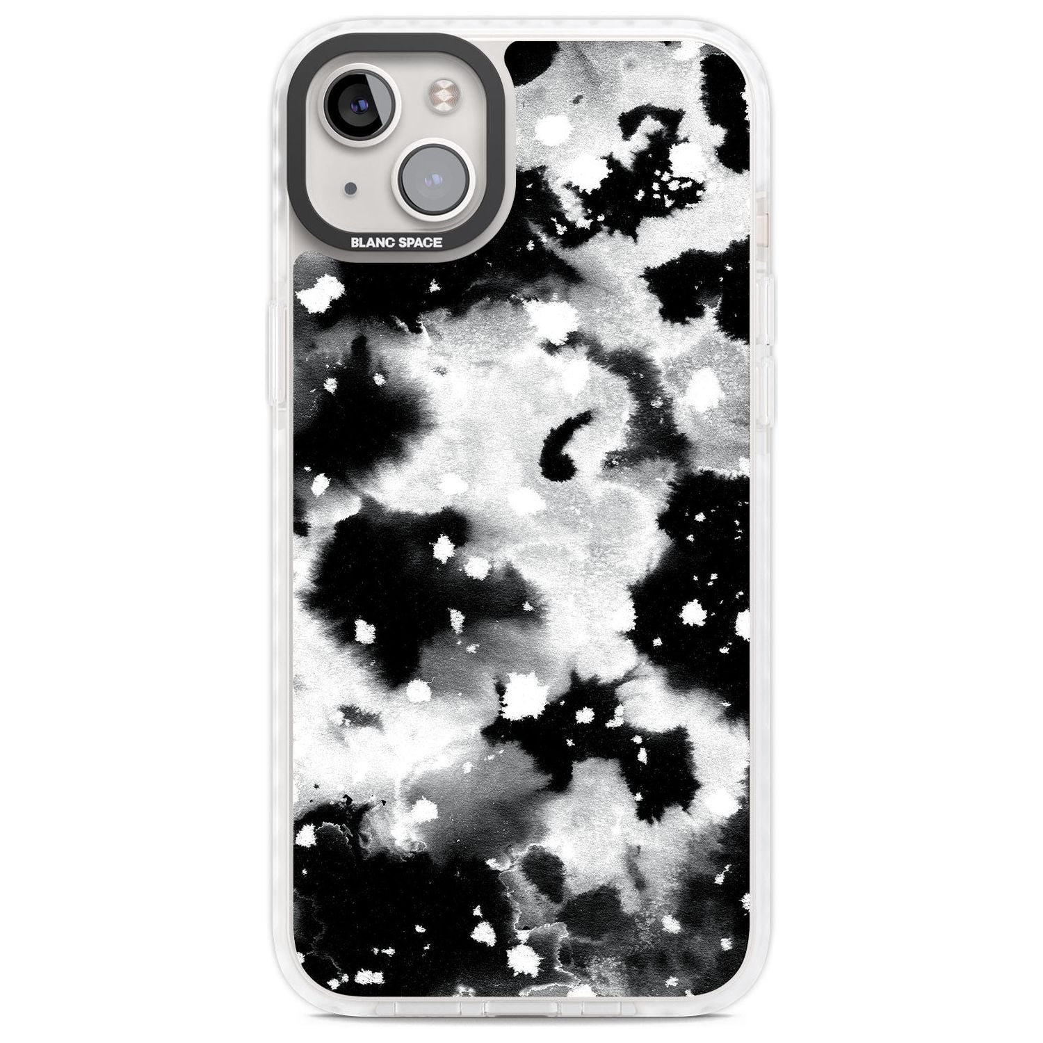 Black & White Acid Wash Tie-Dye Pattern Phone Case iPhone 14 Plus / Impact Case Blanc Space