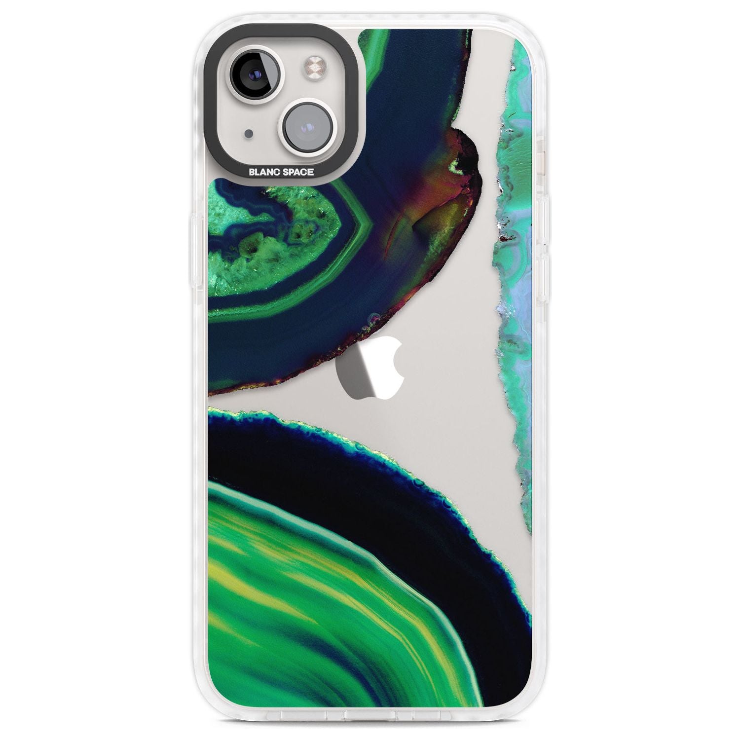 Green & Navy Gemstone Crystal Clear Design Phone Case iPhone 14 Plus / Impact Case Blanc Space