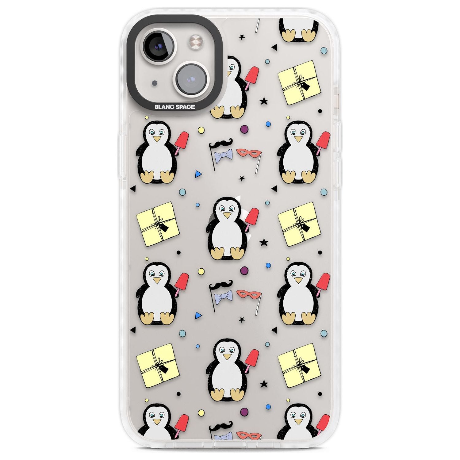 Cute Penguin Pattern Clear Phone Case iPhone 14 Plus / Impact Case Blanc Space