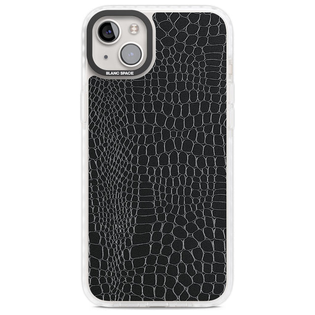 Black Snakeskin Phone Case iPhone 14 Plus / Impact Case Blanc Space