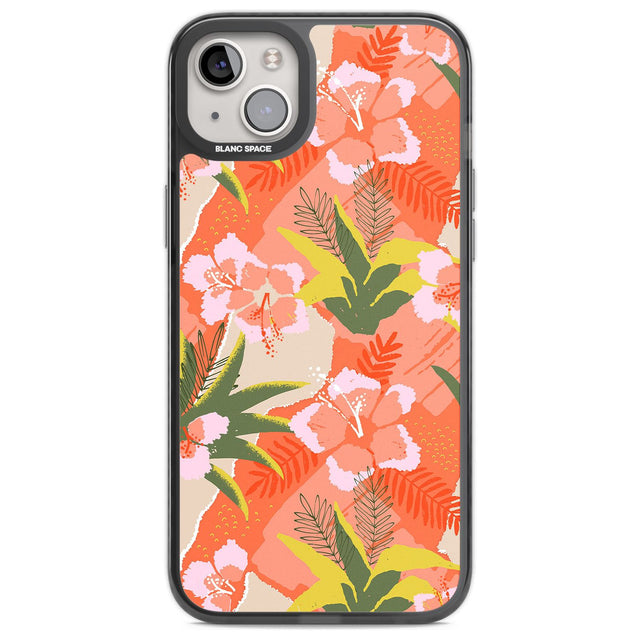 Hawaiian Flowers Abstract Pattern Phone Case iPhone 14 Plus / Black Impact Case Blanc Space